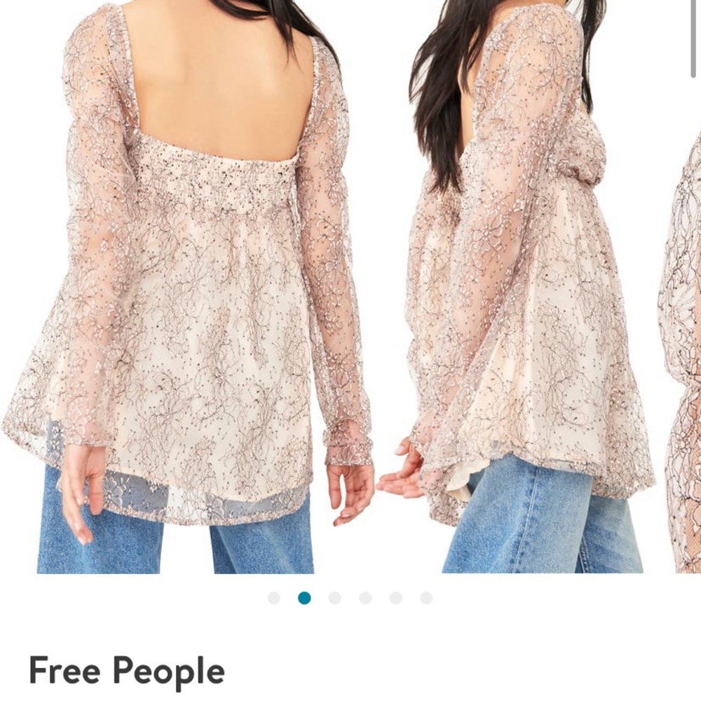 Free People Lace Blouse in Pink and Cream